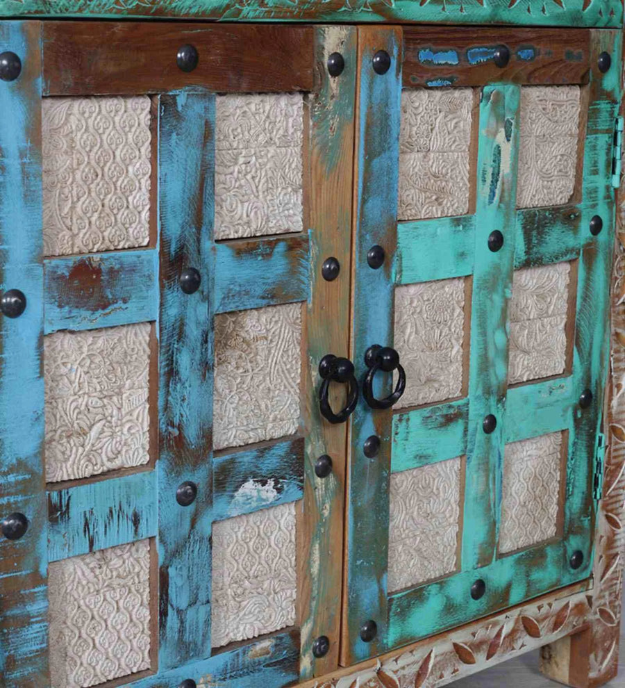 Ezla Reclaimed Wood Cabinet In Distress Finish - Febonic Living