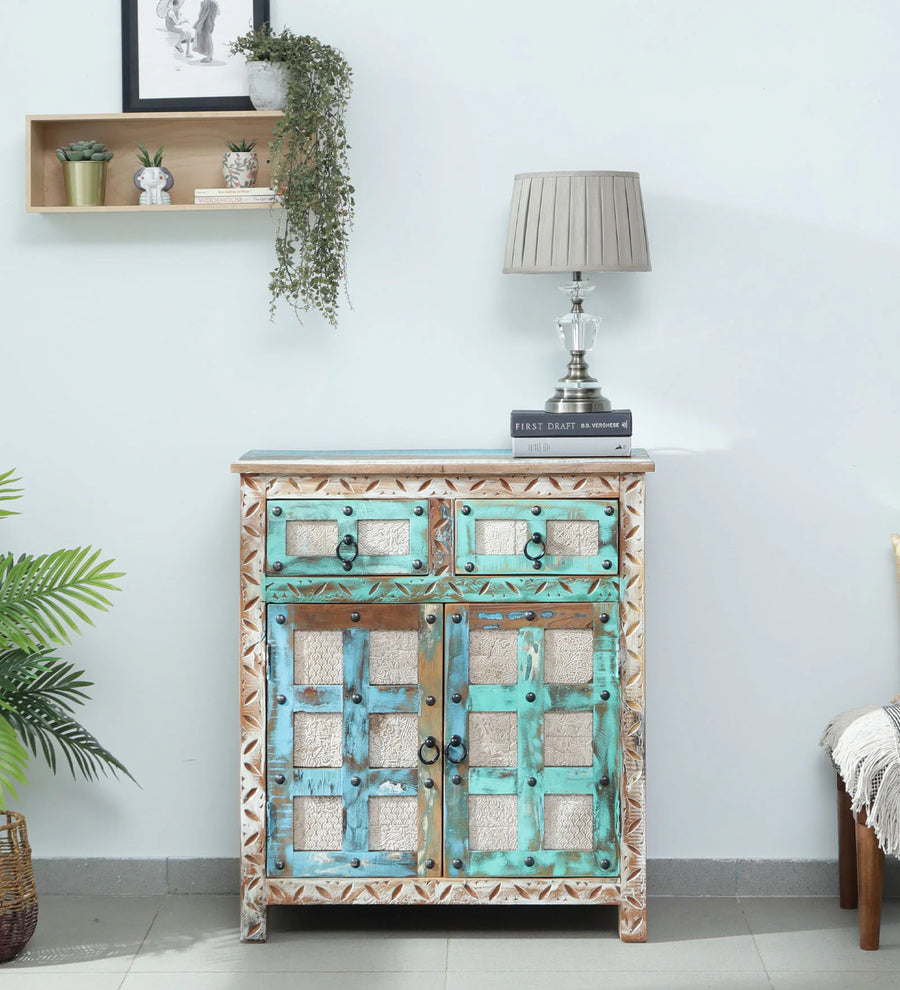 Ezla Reclaimed Wood Cabinet In Distress Finish - Febonic Living