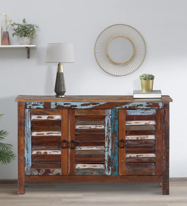Ezla Reclaimed Wood Shoe Cabinet In Distress Finish