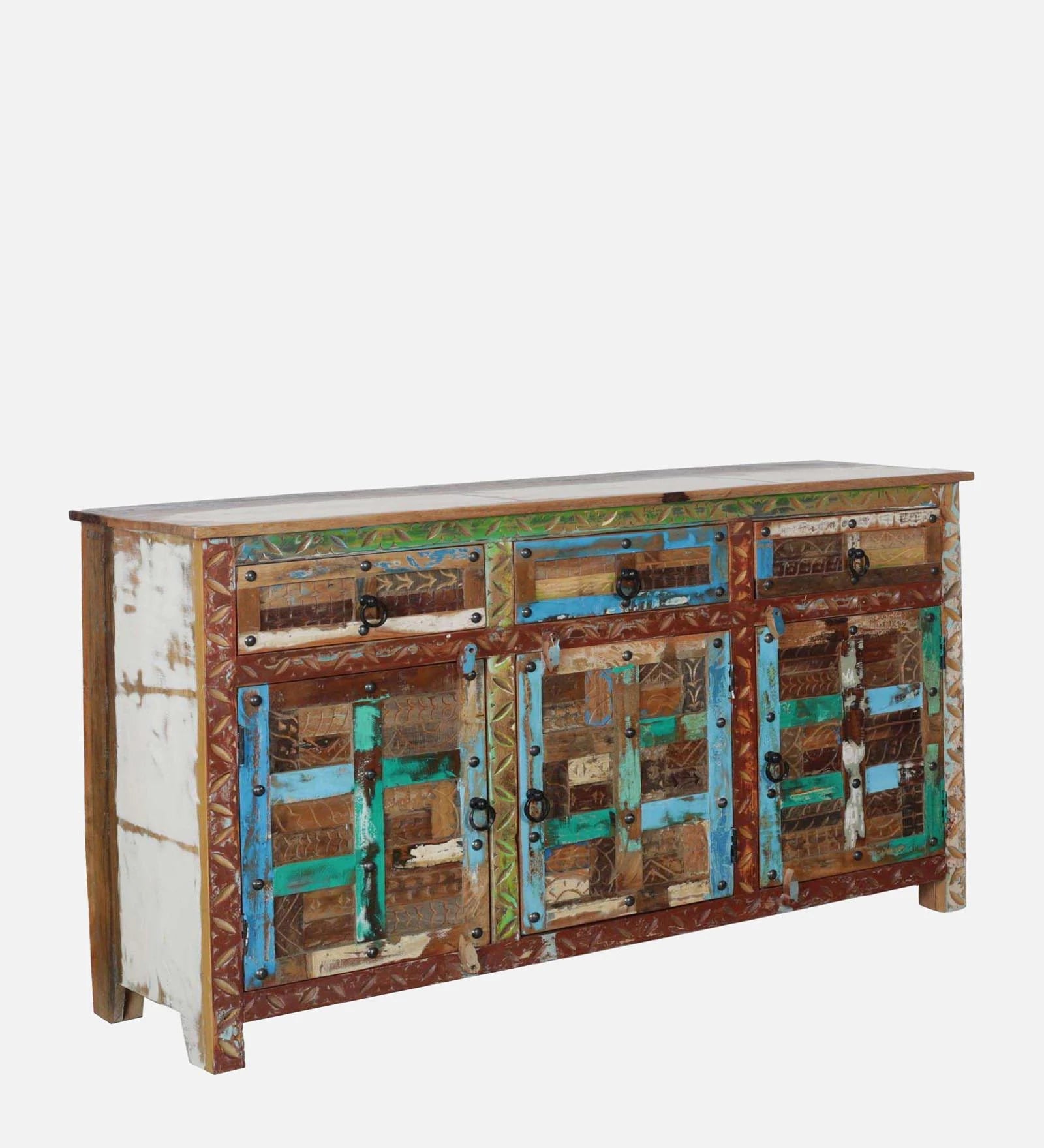 Ezla Reclaimed Wood Sideboard In Distress Finish - Febonic Living