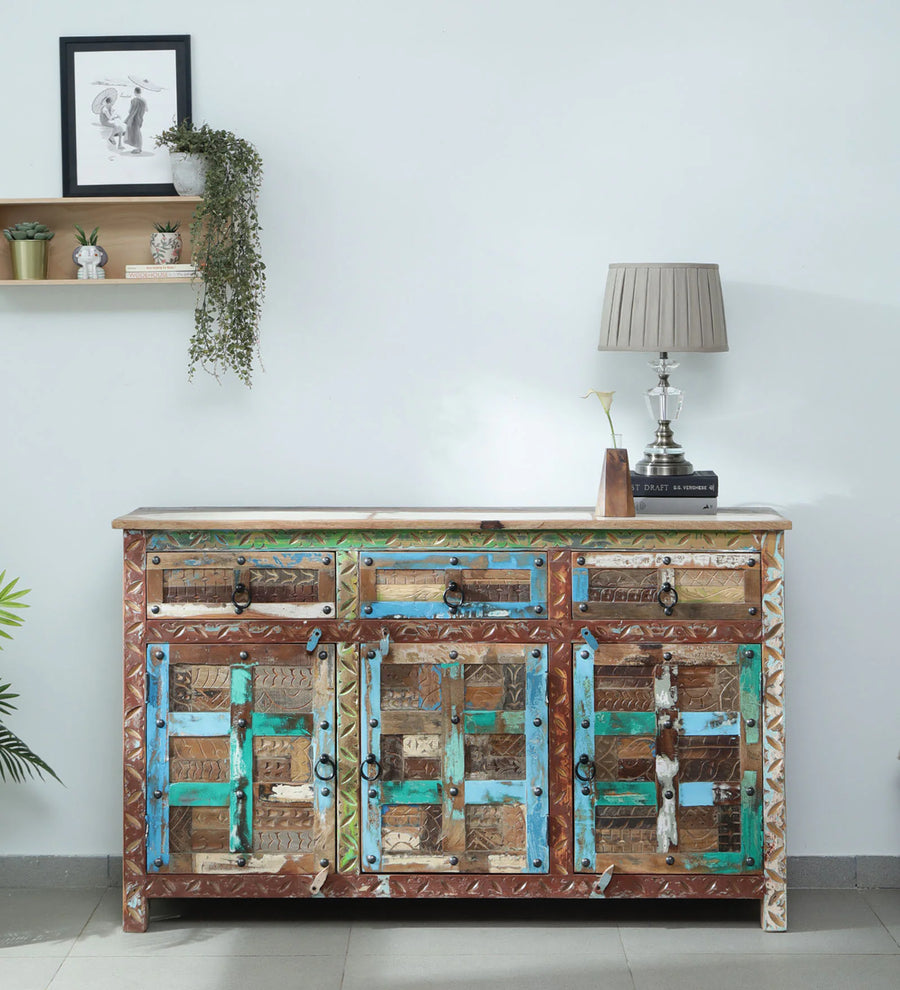 Ezla Reclaimed Wood Sideboard In Distress Finish - Febonic Living