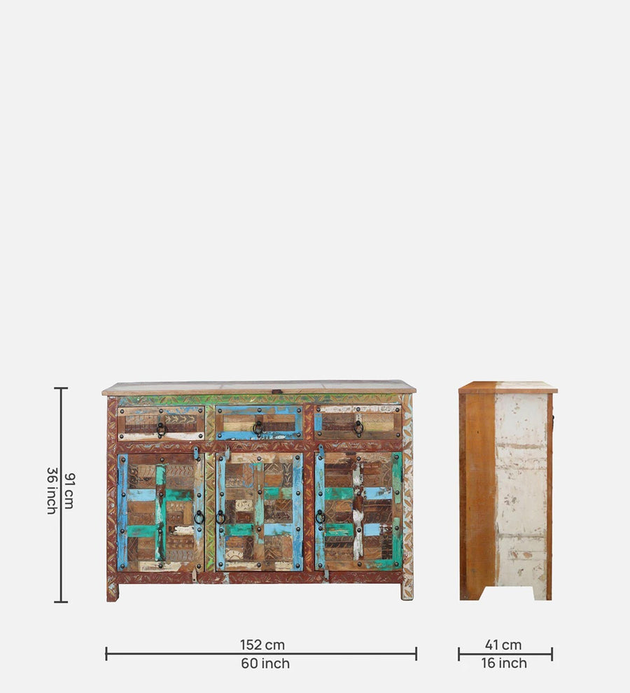 Ezla Reclaimed Wood Sideboard In Distress Finish - Febonic Living