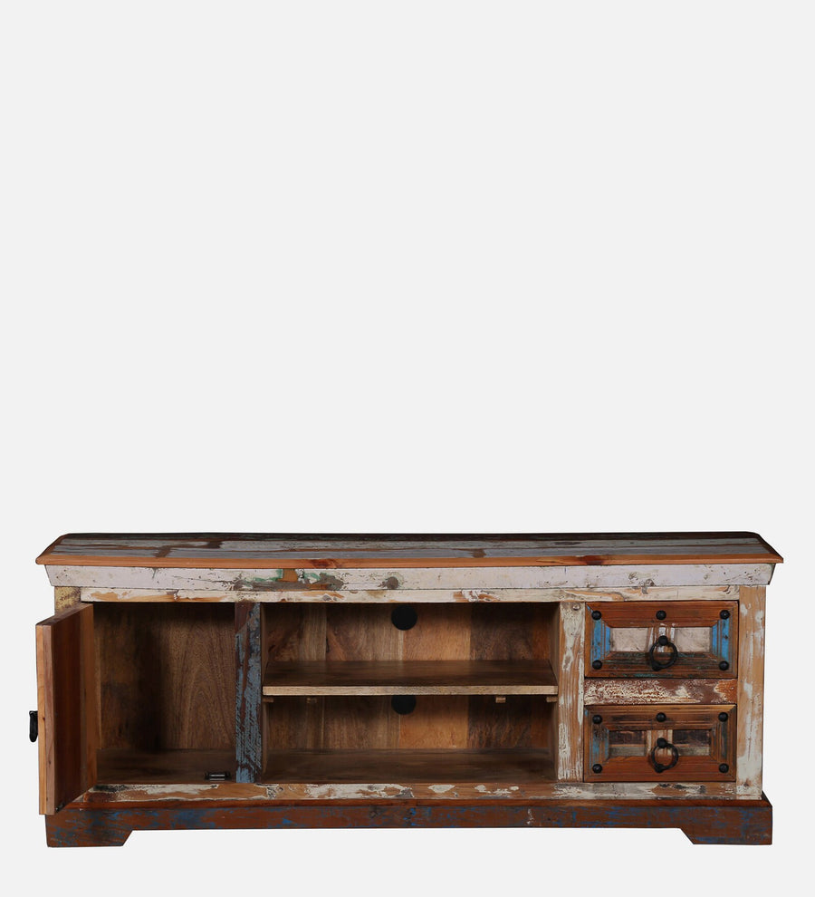Ezla Reclaimed Wood TV Console In Distress Finish For TVs Up To 55