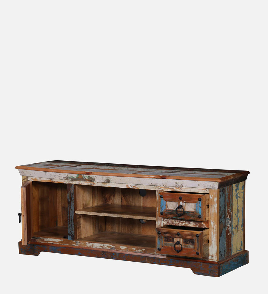 Ezla Reclaimed Wood TV Console In Distress Finish For TVs Up To 55