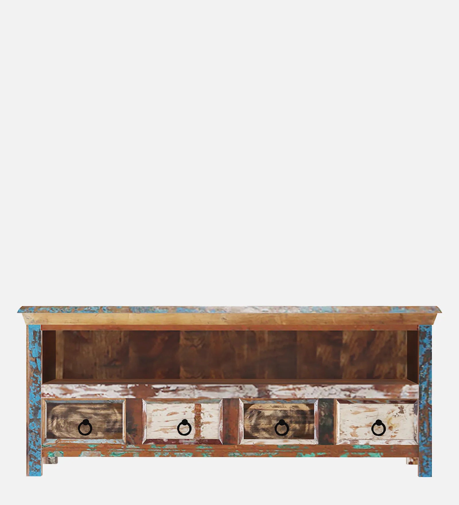 Ezla Reclaimed Wood TV Console In Distress Finish For TVs Up To 55" - Febonic Living