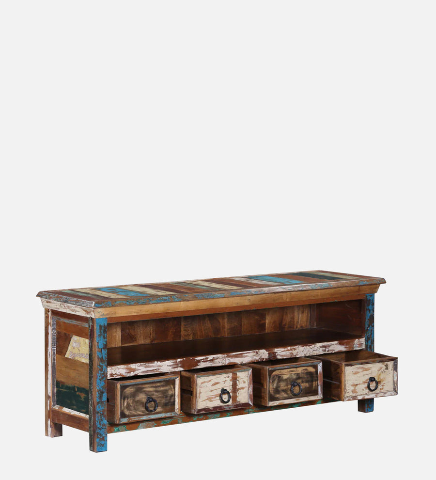 Ezla Reclaimed Wood TV Console In Distress Finish For TVs Up To 55