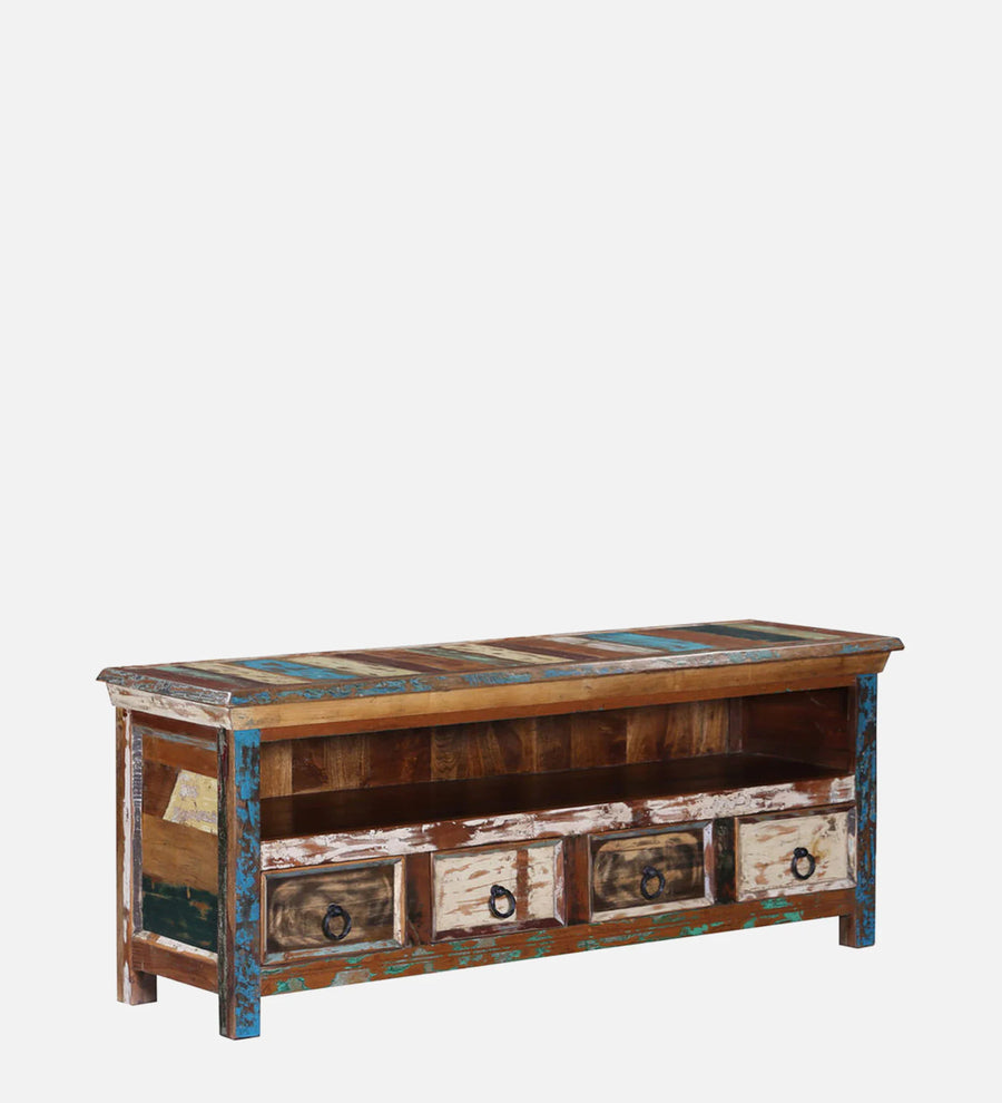 Ezla Reclaimed Wood TV Console In Distress Finish For TVs Up To 55