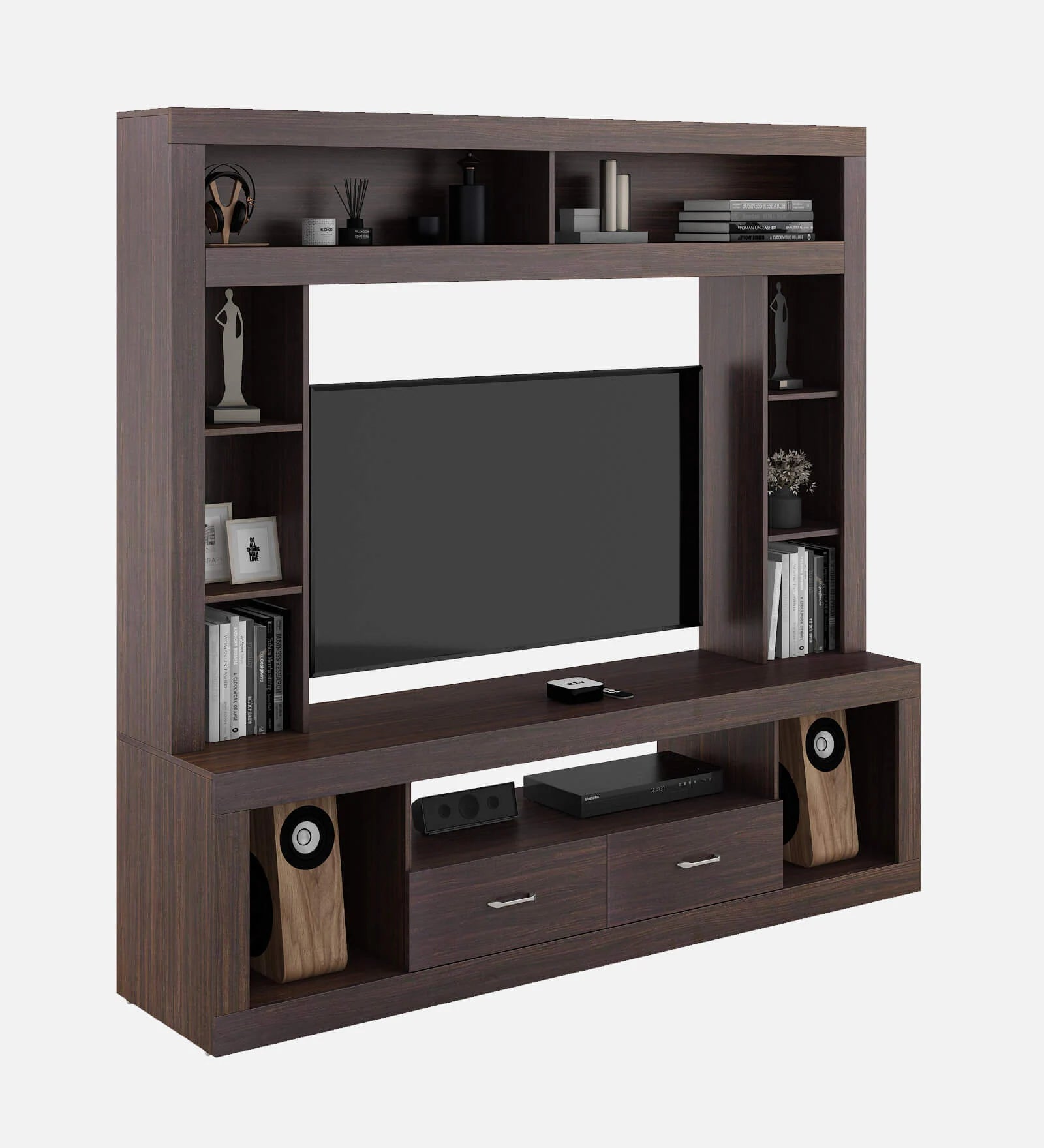 Benson Tv Unit in Dark Wallnut Finish