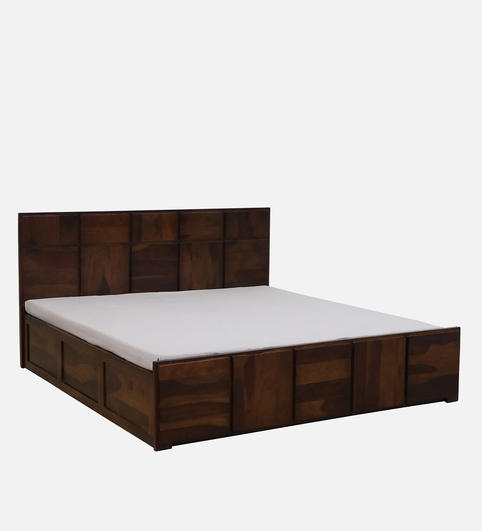 Thor Sheesham Wood King Size Bed In Provincial Teak Finish With Hydraulic Storage - Febonic Living