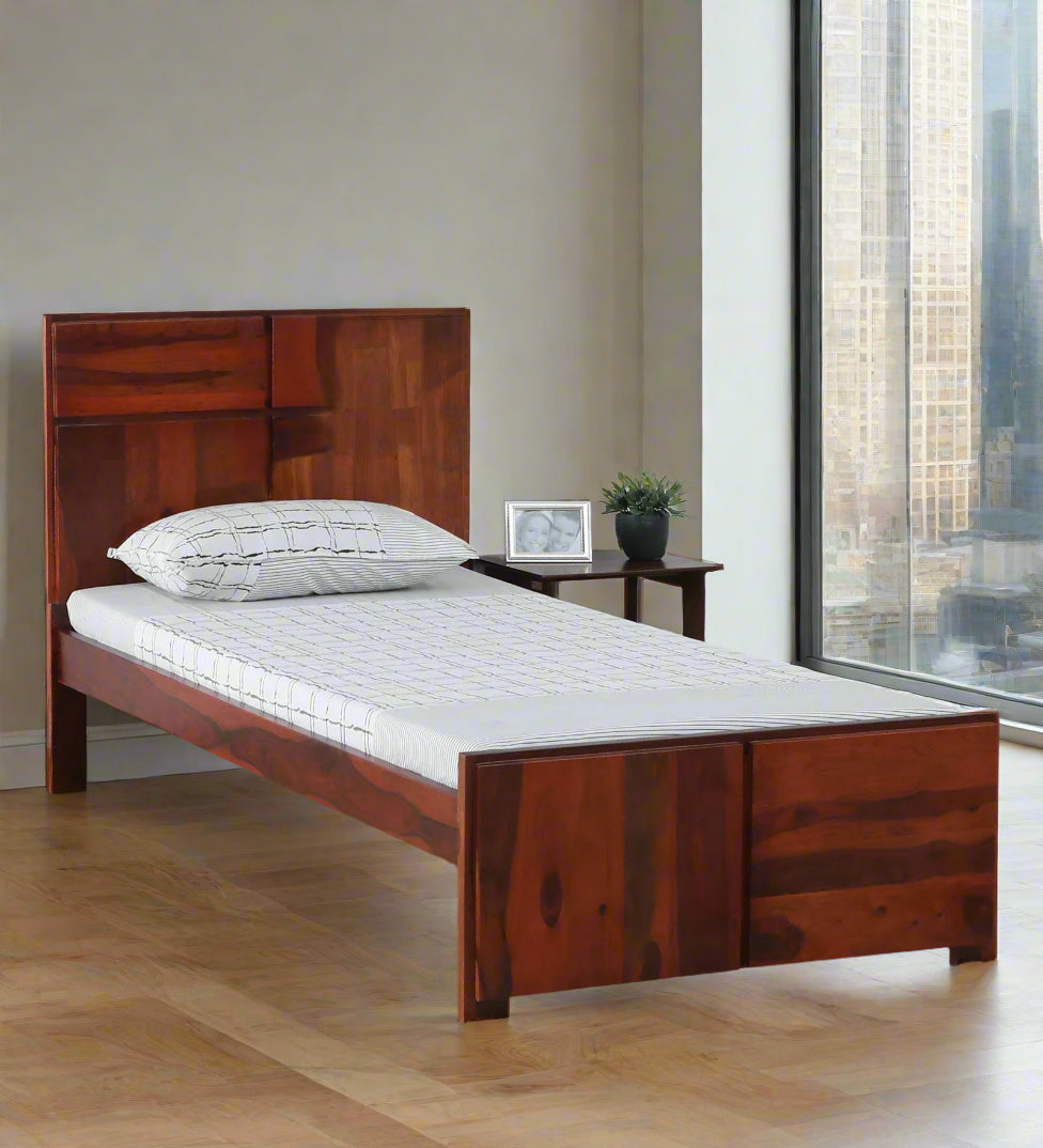 Thor Sheesham Wood Single Bed In Honey Oak Finish - Febonic Living