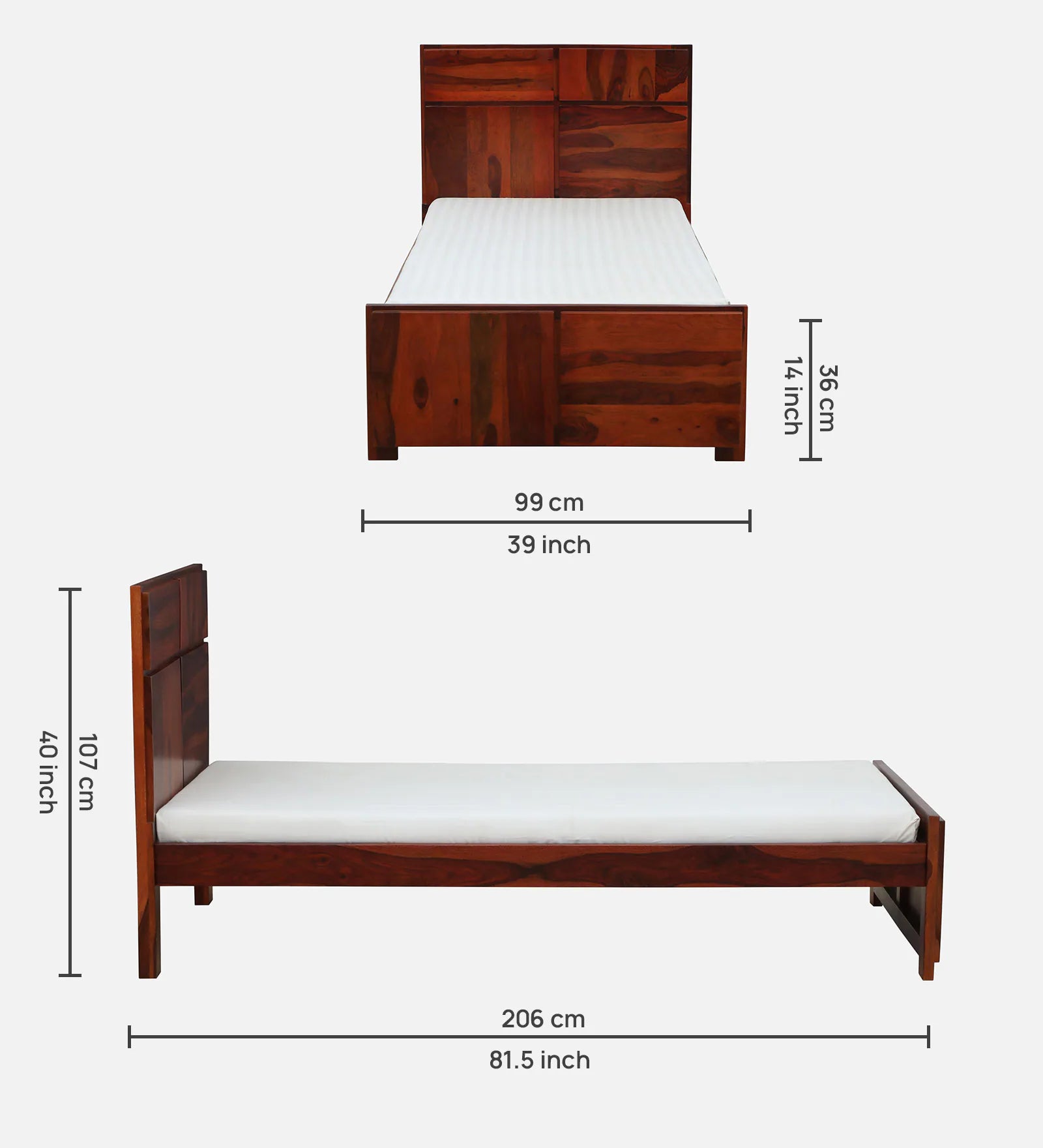 Thor Sheesham Wood Single Bed In Honey Oak Finish - Febonic Living