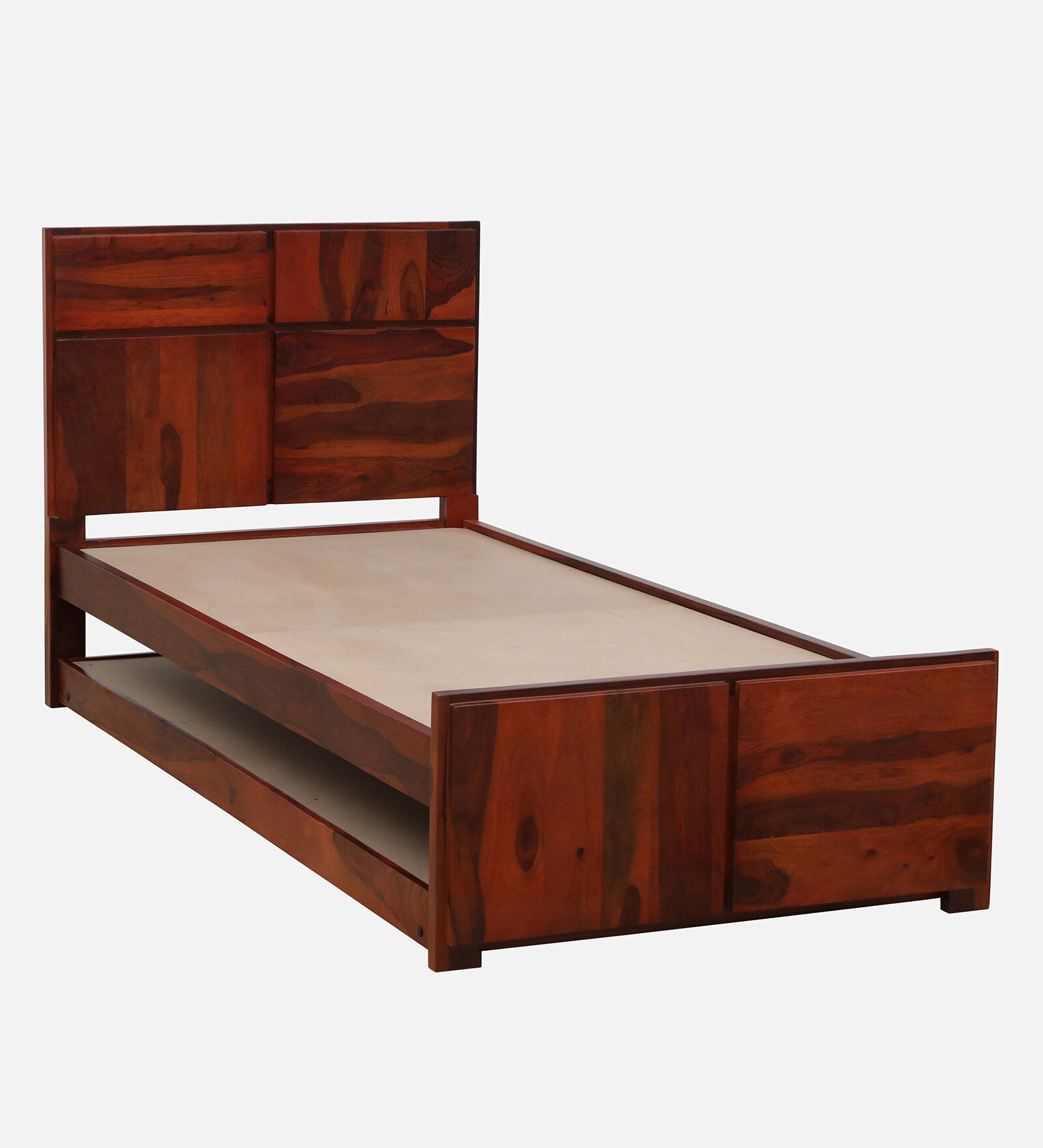 Thor Sheesham Wood Single Bed In Honey Oak Finish With Trundle - Febonic Living