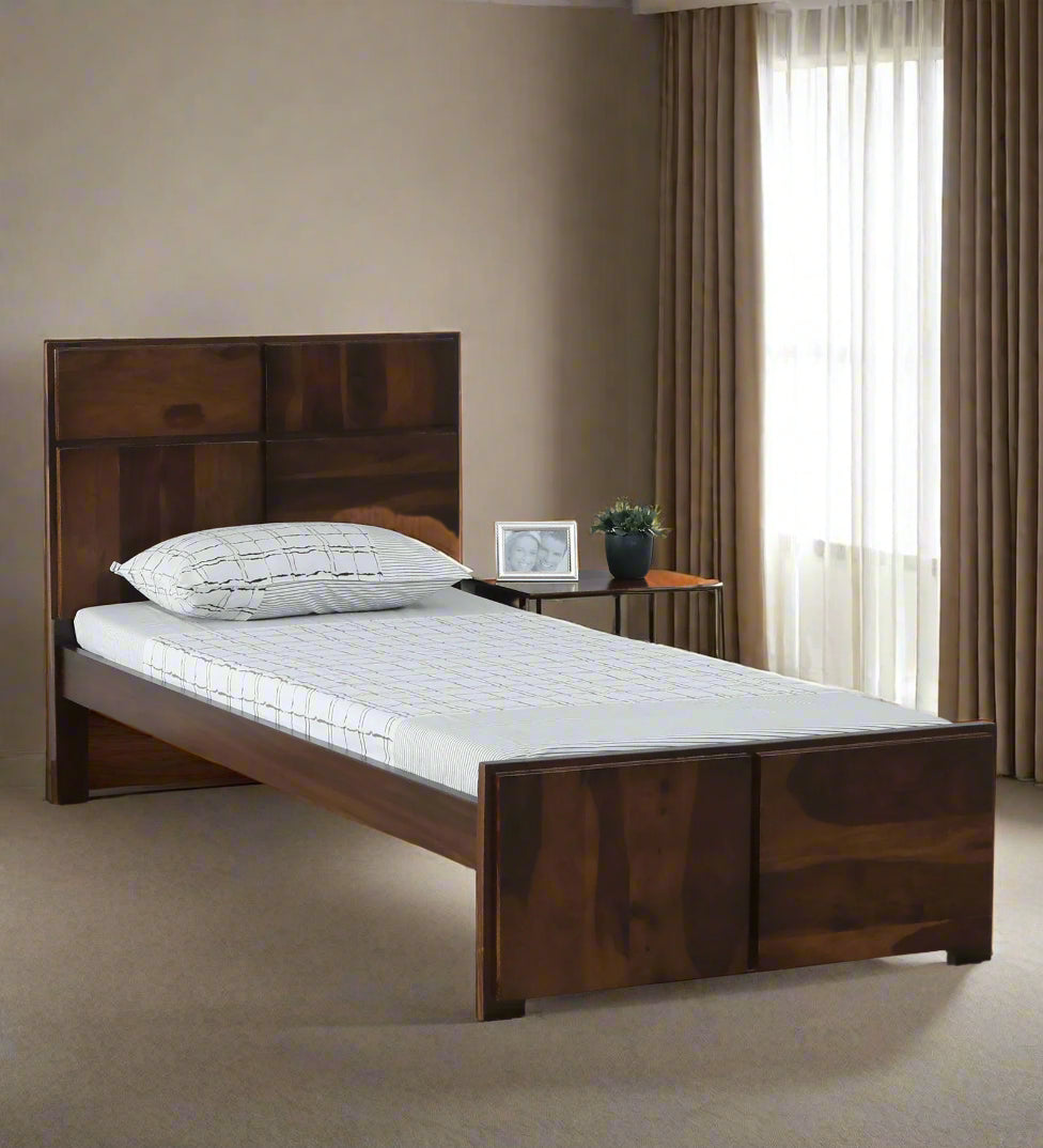 Thor Sheesham Wood Single Bed In Provincial Teak Finish - Febonic Living