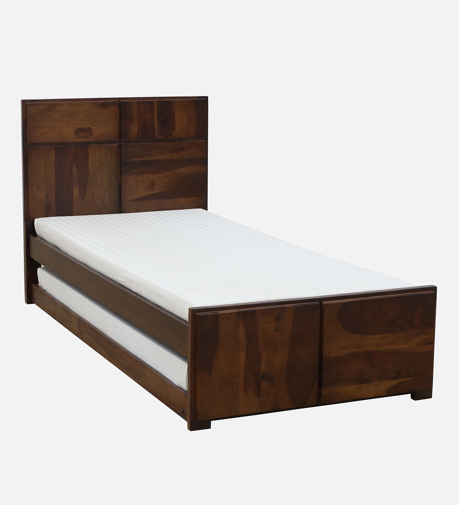 Thor Sheesham Wood Single Bed In Provincial Teak Finish With Trundle - Febonic Living