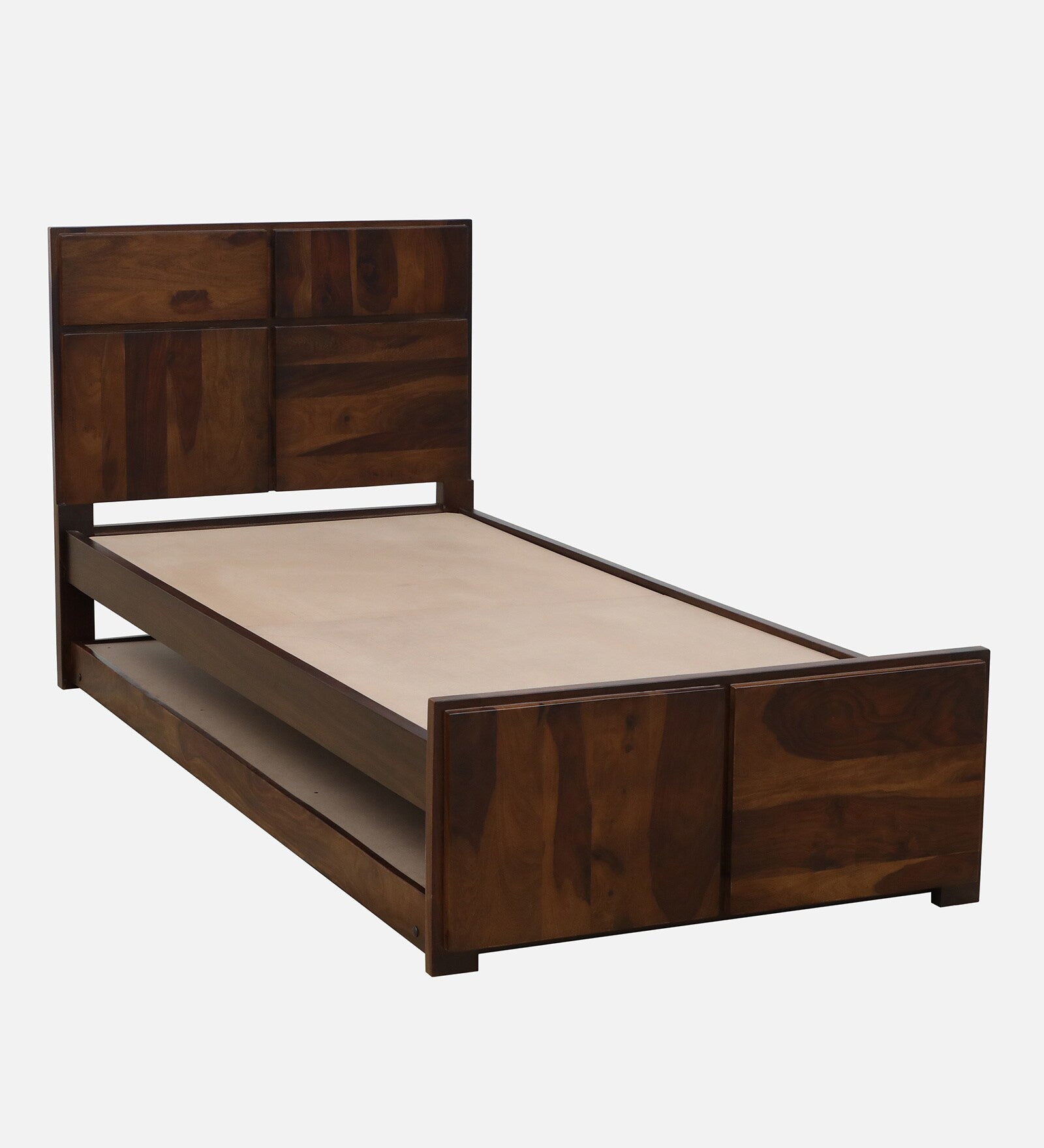 Thor Sheesham Wood Single Bed In Provincial Teak Finish With Trundle - Febonic Living