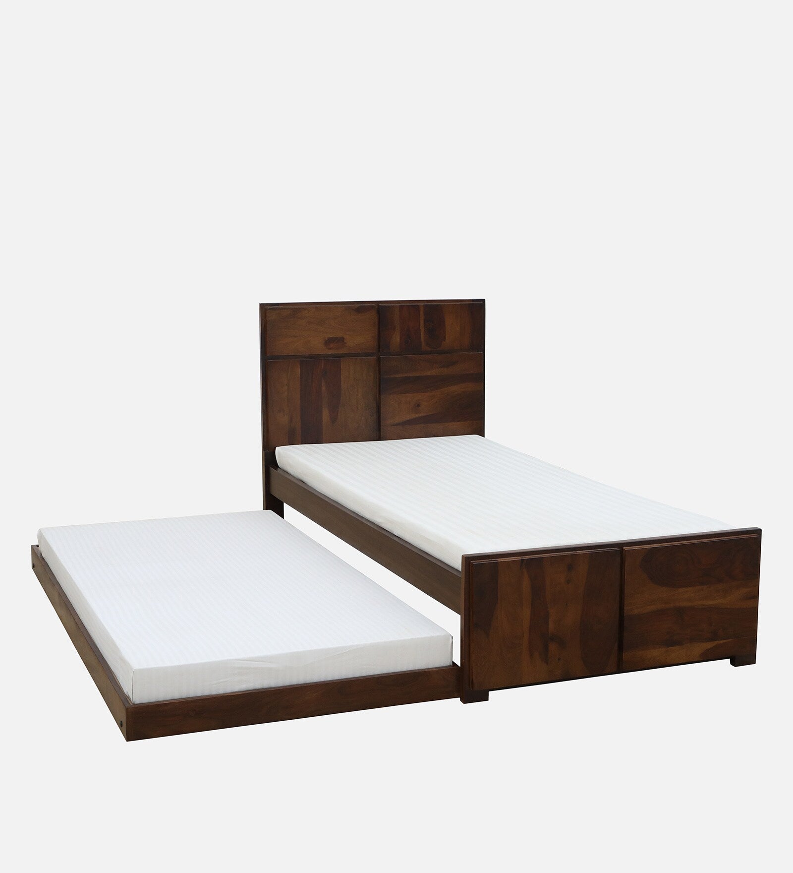 Thor Sheesham Wood Single Bed In Provincial Teak Finish With Trundle - Febonic Living