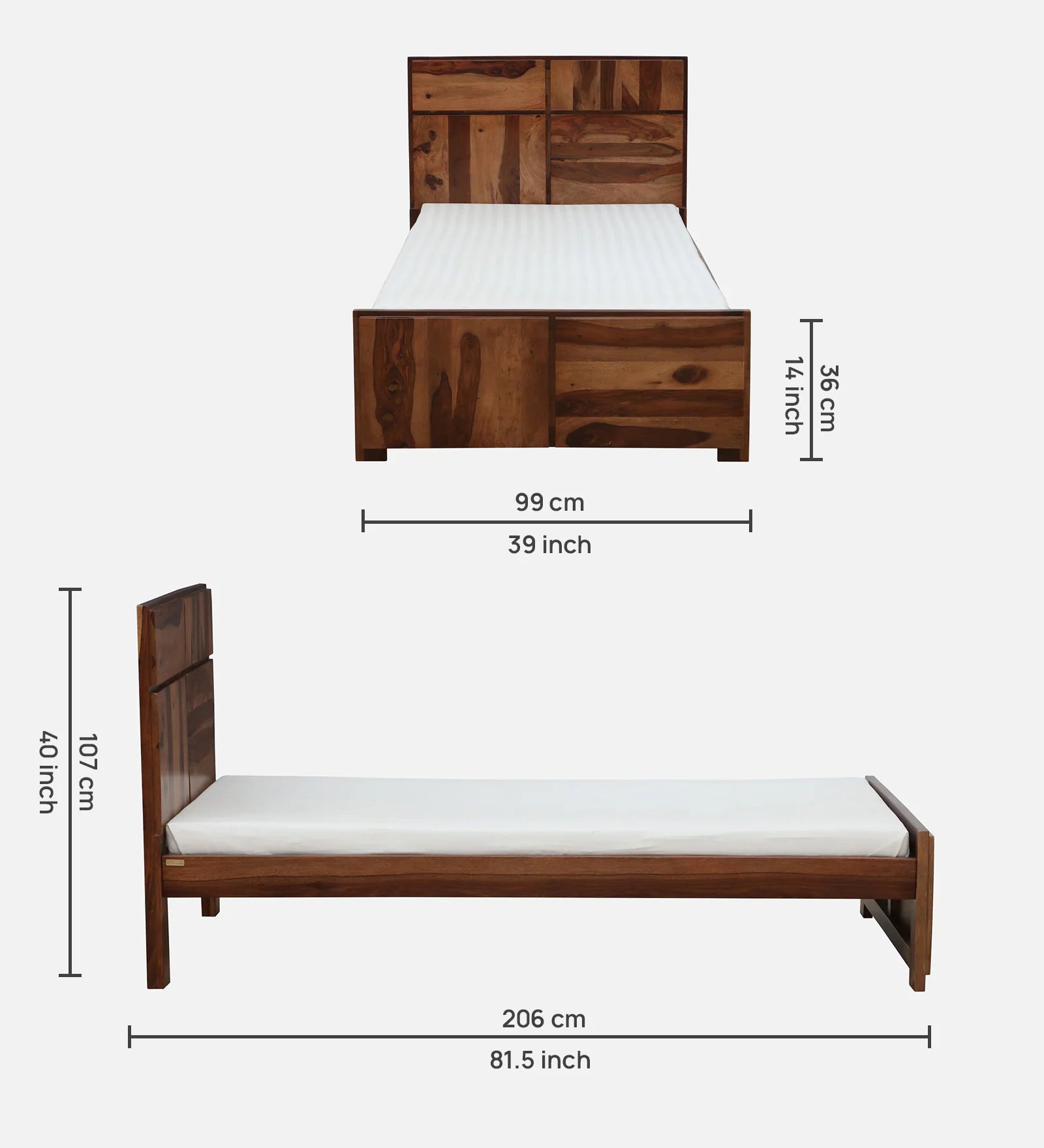 Thor Sheesham Wood Single Bed In Rustic Teak Finish - Febonic Living
