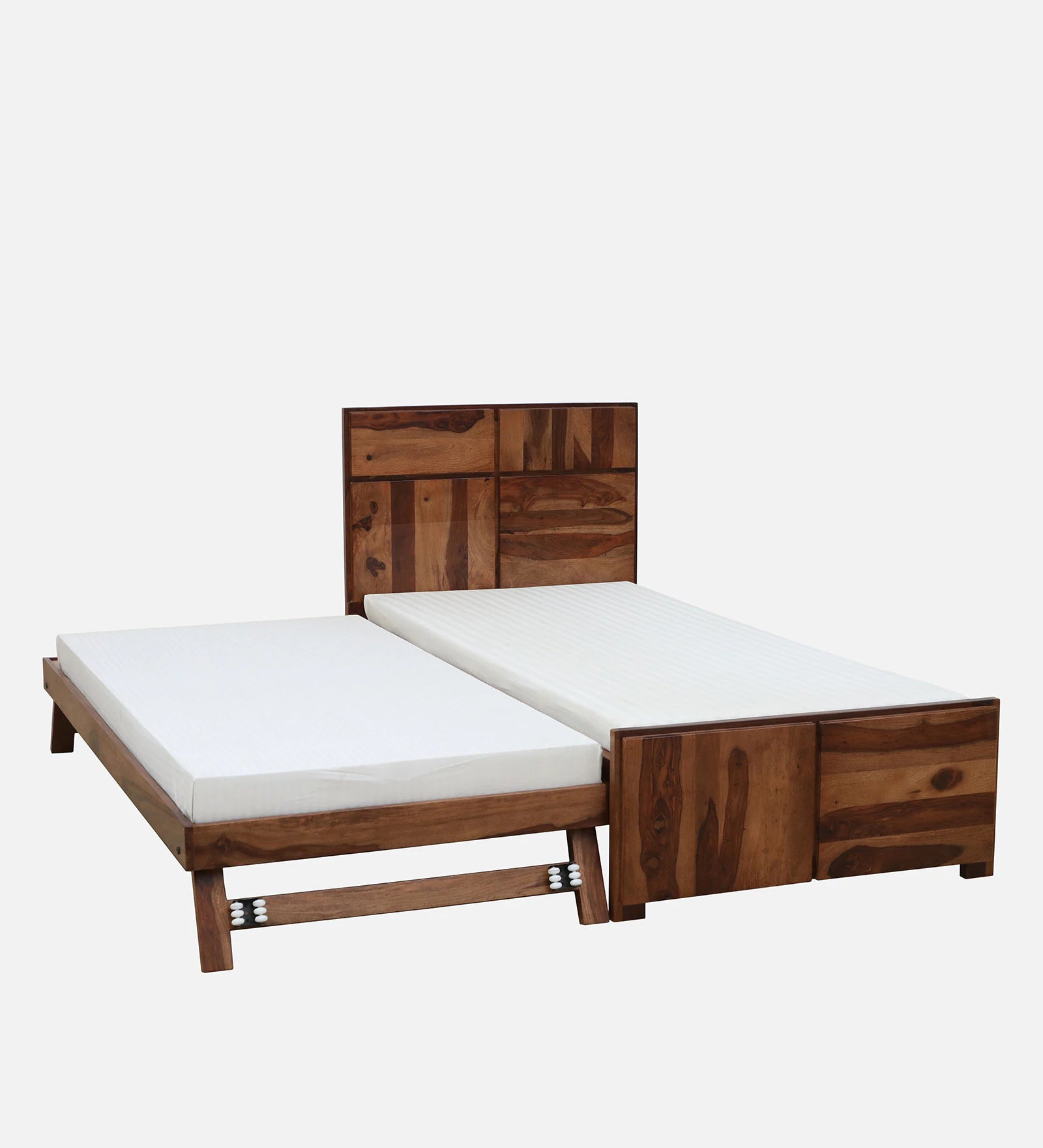 Thor Sheesham Wood Single Bed In Rustic Teak Finish With Trundle - Febonic Living