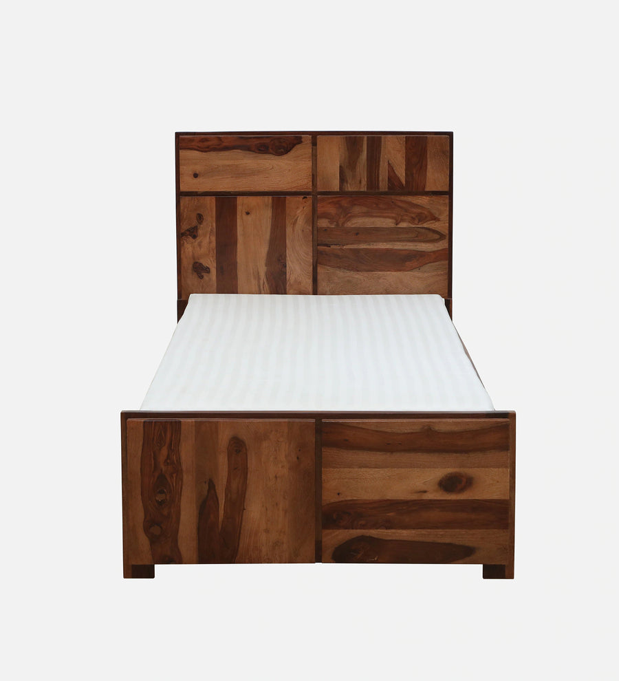 Thor Sheesham Wood Single Bed In Rustic Teak Finish With Trundle - Febonic Living