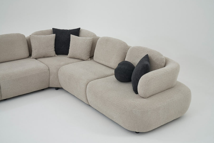 Obliq Flame 6 Seater Corner Sofa In Beige Colour - Febonic Living