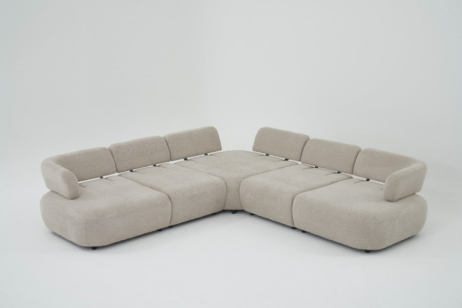 Obliq Flame 6 Seater Corner Sofa In Beige Colour - Febonic Living