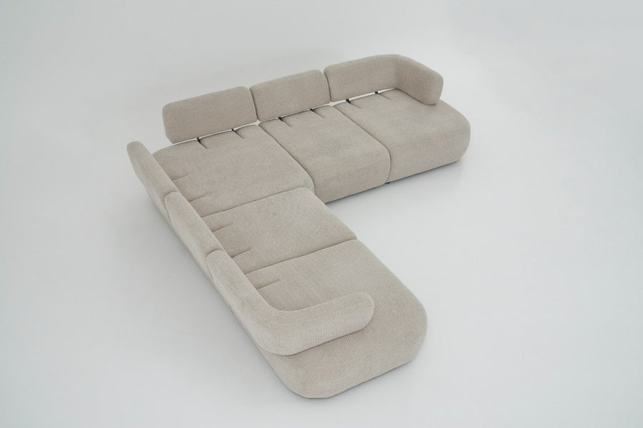 Obliq Flame 6 Seater Corner Sofa In Beige Colour - Febonic Living