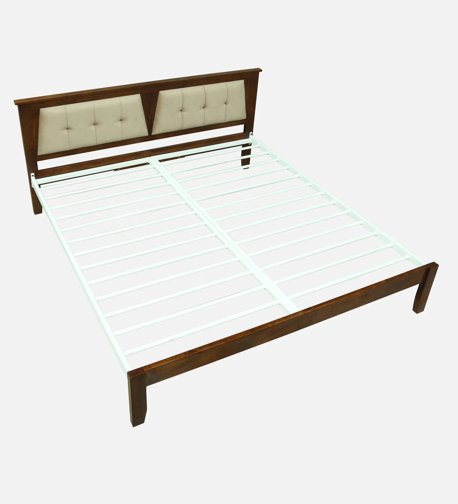 Verso Mango Wood King Size Bed With Metal Side Rail In Tubbaq Finish