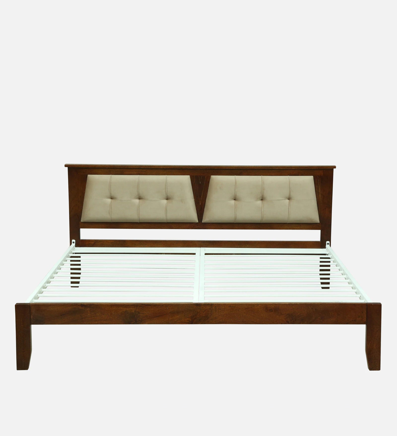 Verso Mango Wood Queen Size Bed With Metal Side Rail In Tubbaq Finish