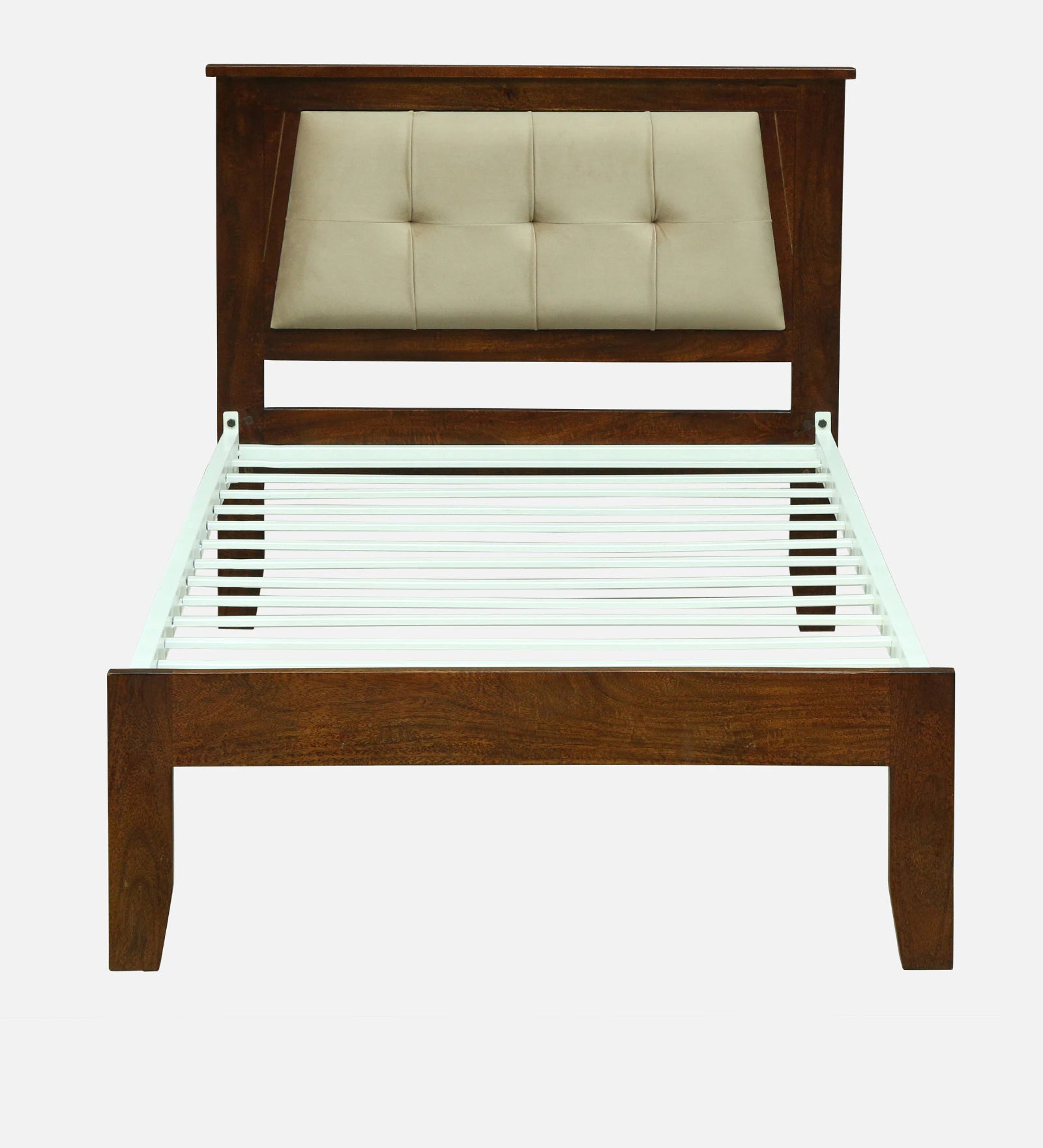 Verso Mango Wood Single Size Bed With Metal Side Rail In Tubbaq Finish