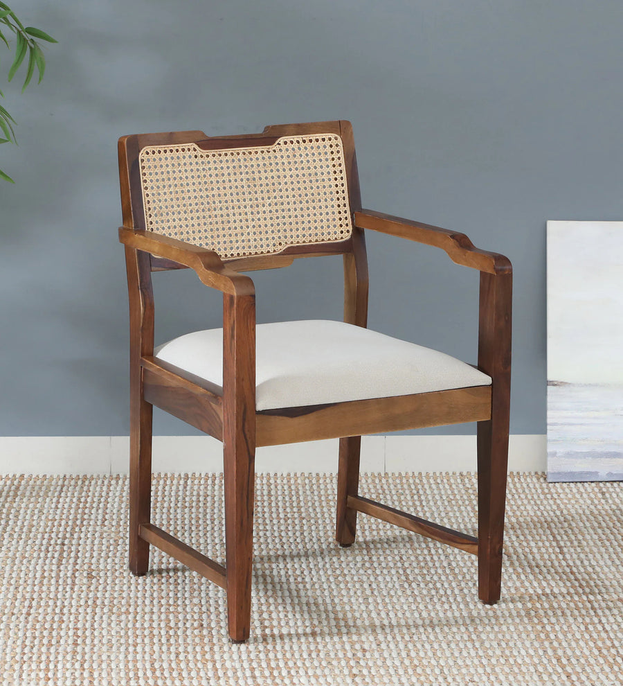 Tanu Sheesham Wood Arm Chair In Provincial Teak Finish - Febonic Living