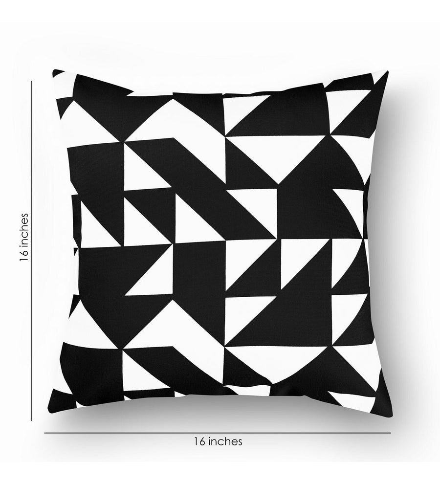 Suzi Printed Fabric Geometric Cotton 16X16 Inches Cushion Set Of 2 In Black And White Colour - Febonic Living