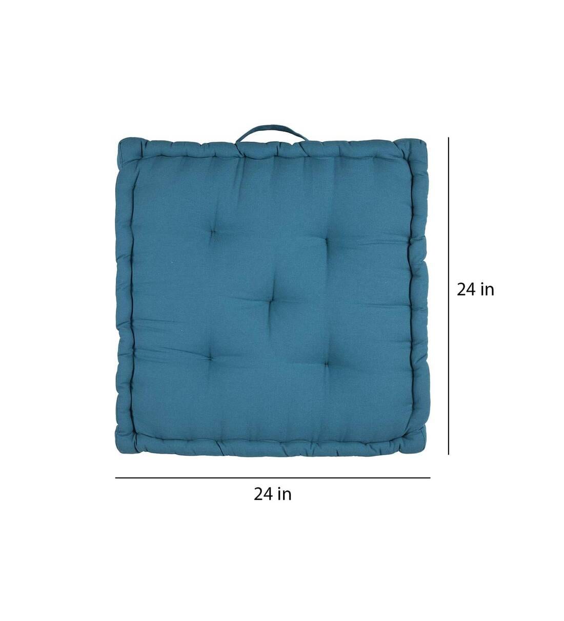 Nick Fabric 16x16 inches Floor Cushion In Blue Colour