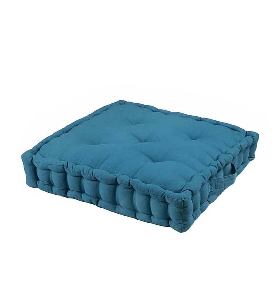 Nick Fabric 16X16 Inches Floor Cushion In Blue Colour - Febonic Living