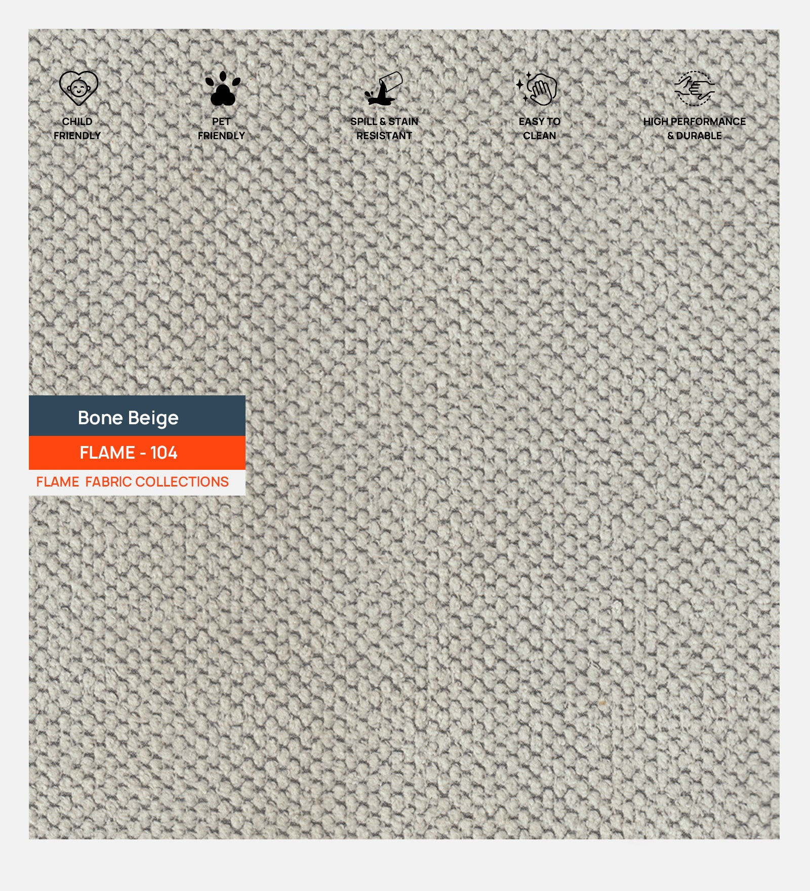 Polycotton Flame Fabric Bone Beige 104 Code