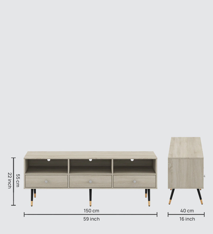 Daman TV Unit In Frosty White Finish - Febonic Living