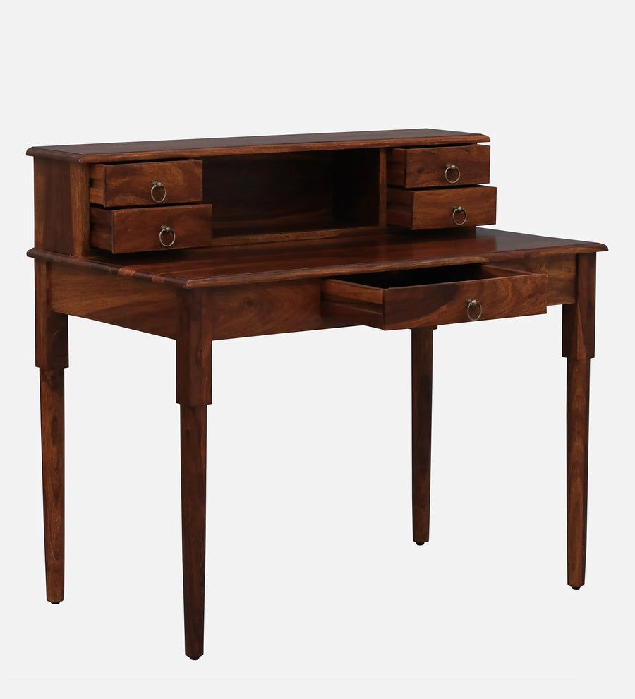 Akron Sheesham Wood Writing Table In Honey Oak Finish - Febonic Living