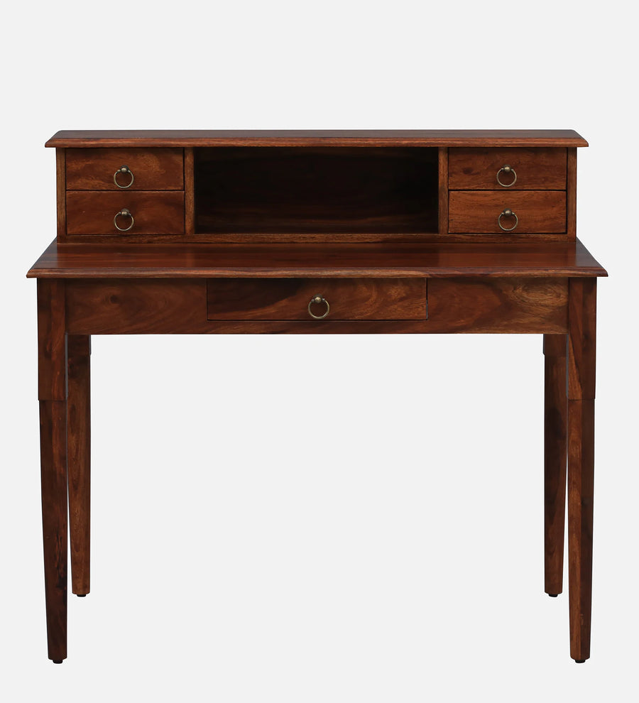 Akron Sheesham Wood Writing Table In Honey Oak Finish - Febonic Living
