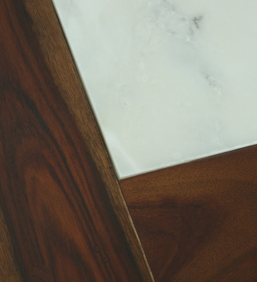 Brookwood Sheesham Wood 4 Seater Dining set With Marble Top In Provincial Teak Finish - Febonic Living