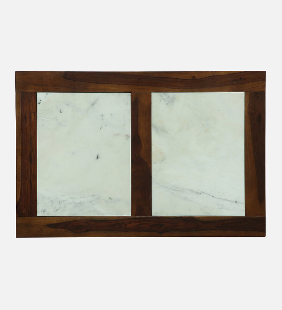 Brookwood Sheesham Wood 4 Seater Dining set With Marble Top In Provincial Teak Finish - Febonic Living