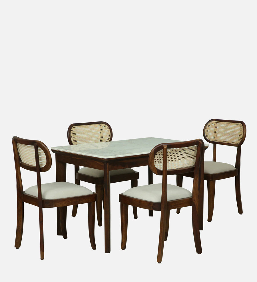 Brookwood Sheesham Wood 4 Seater Dining set With Marble Top In Provincial Teak Finishh - Febonic Living