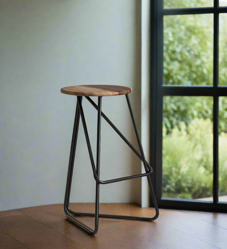 Lared Metal Bar Stool In Black Colour - Febonic Living