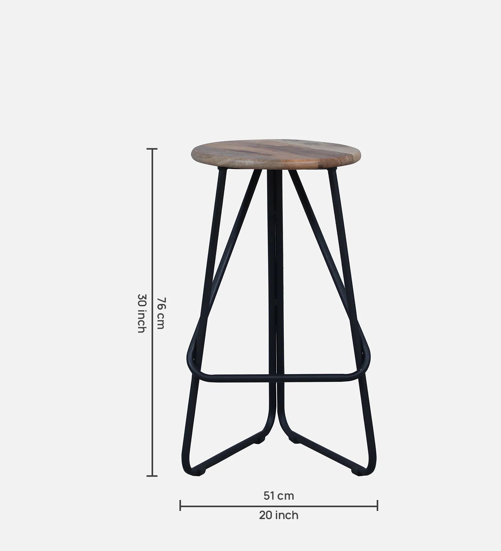 Lared Metal Bar Stool In Black Colour - Febonic Living