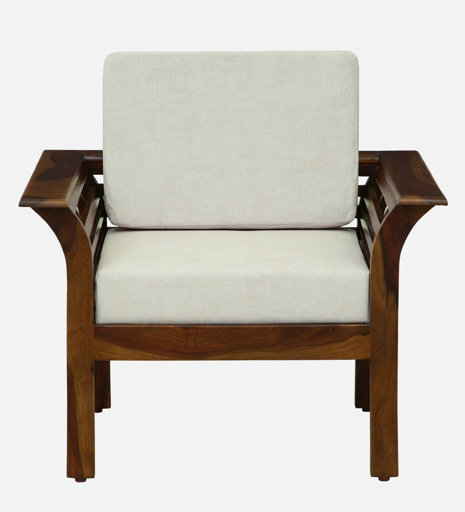 Jota Sheesham Wood 1 Seater Sofa In Beige Colour