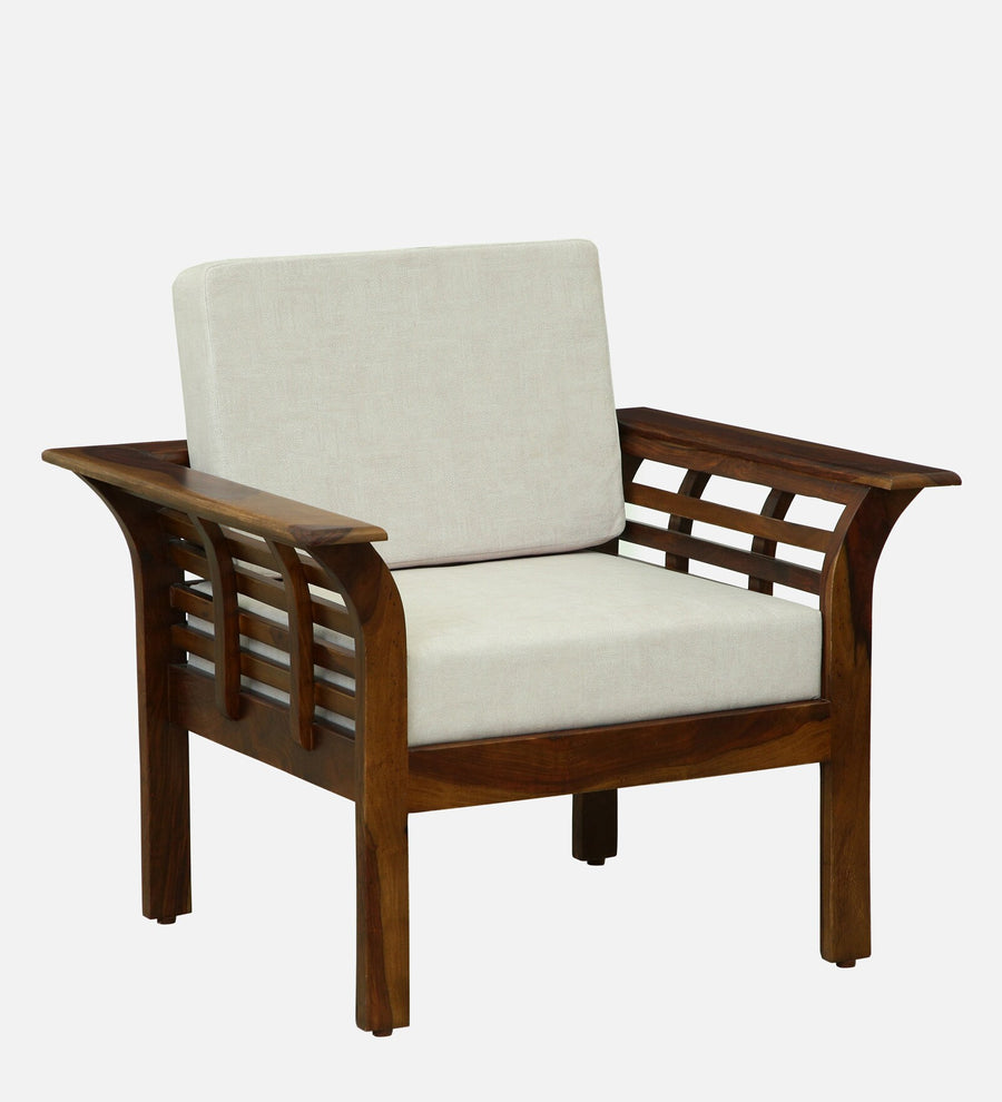 Jota Sheesham Wood 1 Seater Sofa In Beige Colour - Febonic Living