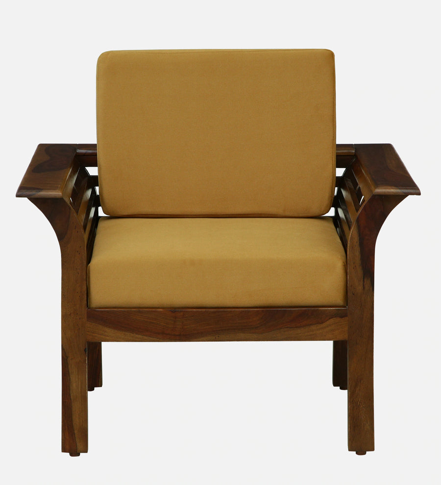 Jota Sheesham Wood 1 Seater Sofa In Mustard Colour - Febonic Living