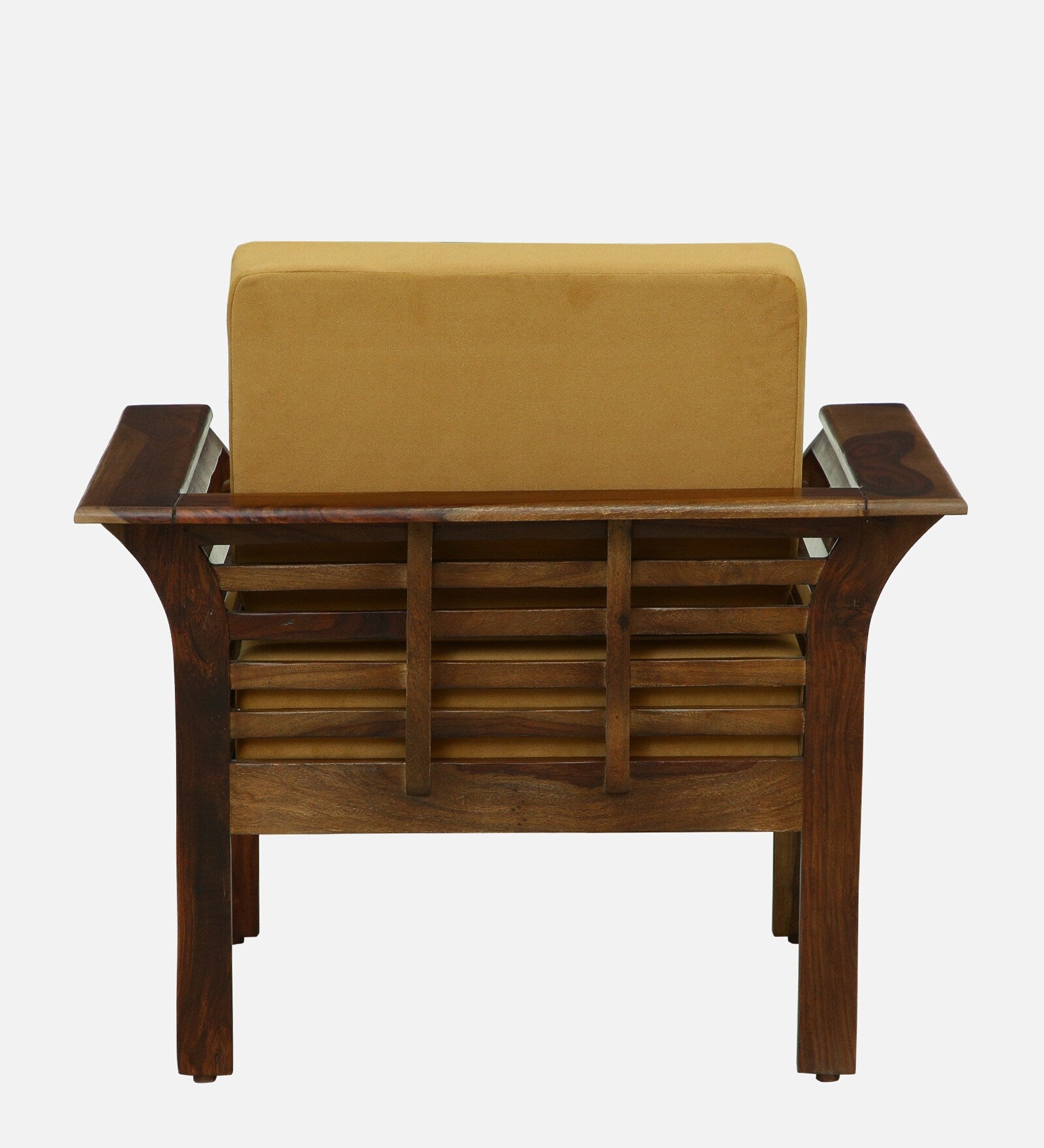 Jota Sheesham Wood 1 Seater Sofa In Mustard Colour