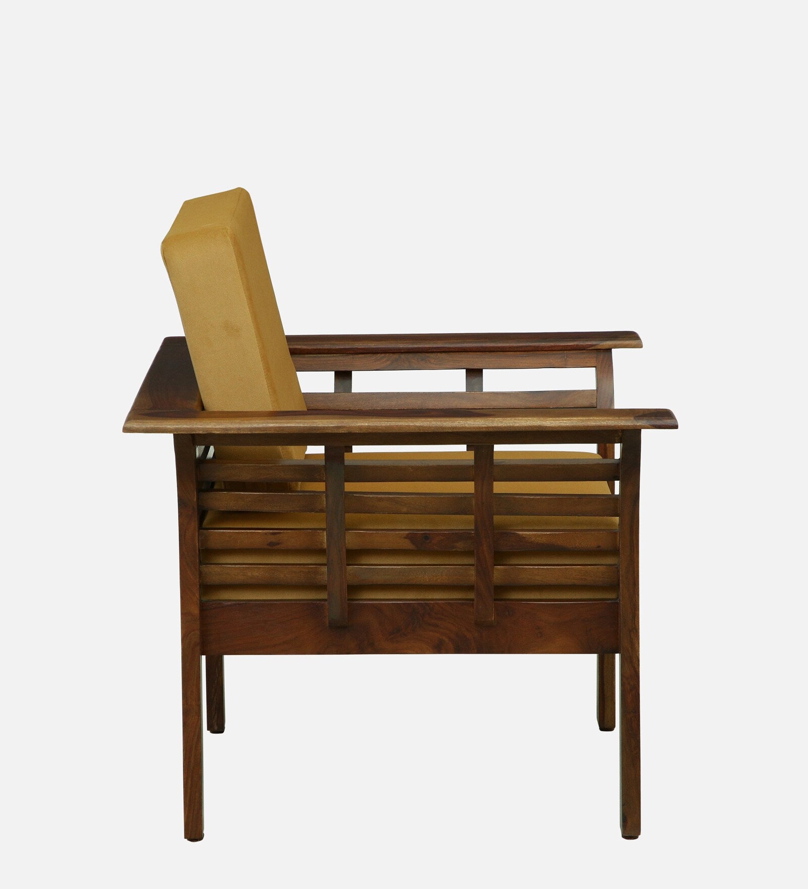 Jota Sheesham Wood 1 Seater Sofa In Mustard Colour