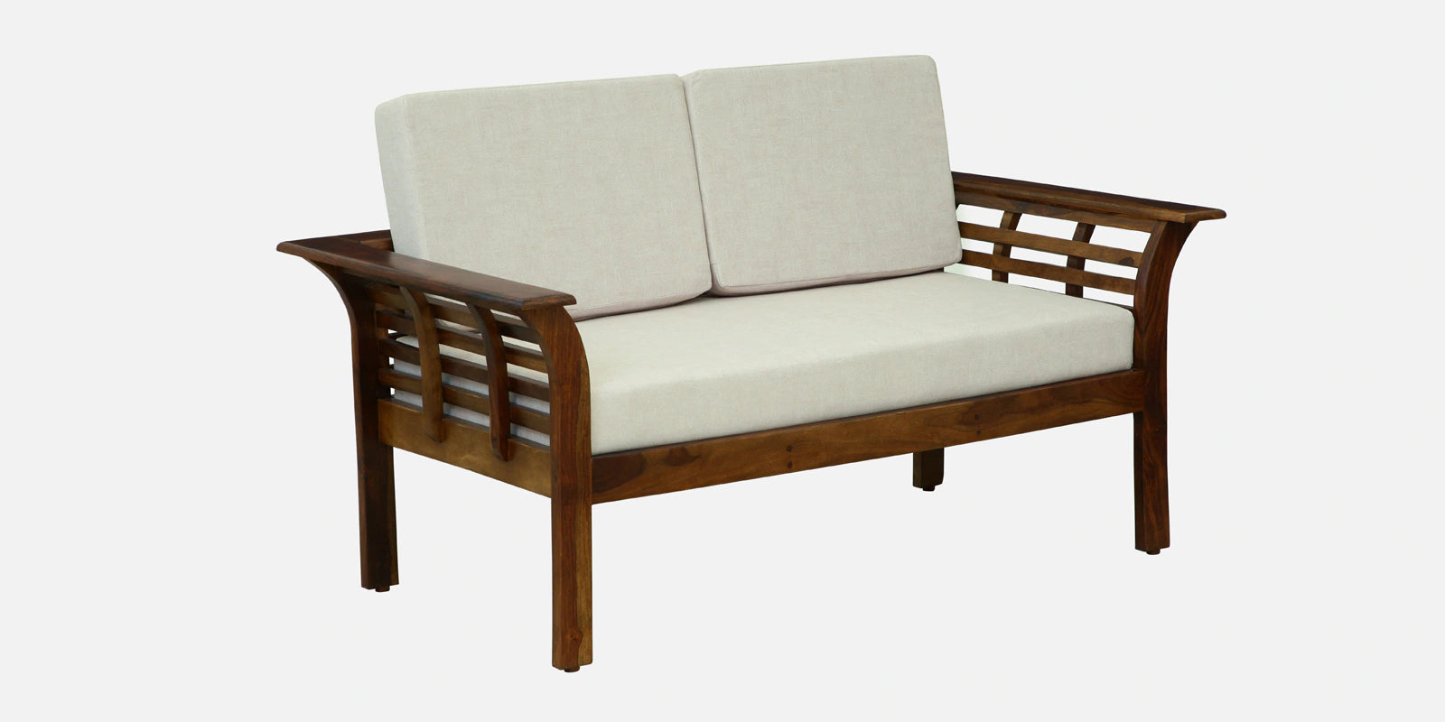 Jota Sheesham Wood 2 Seater Sofa In Beige Colour