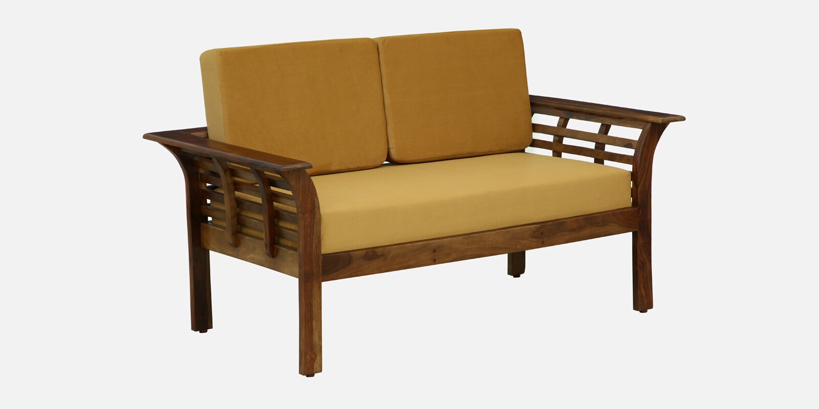 Jota Sheesham Wood 2 Seater Sofa In Mustard Colour