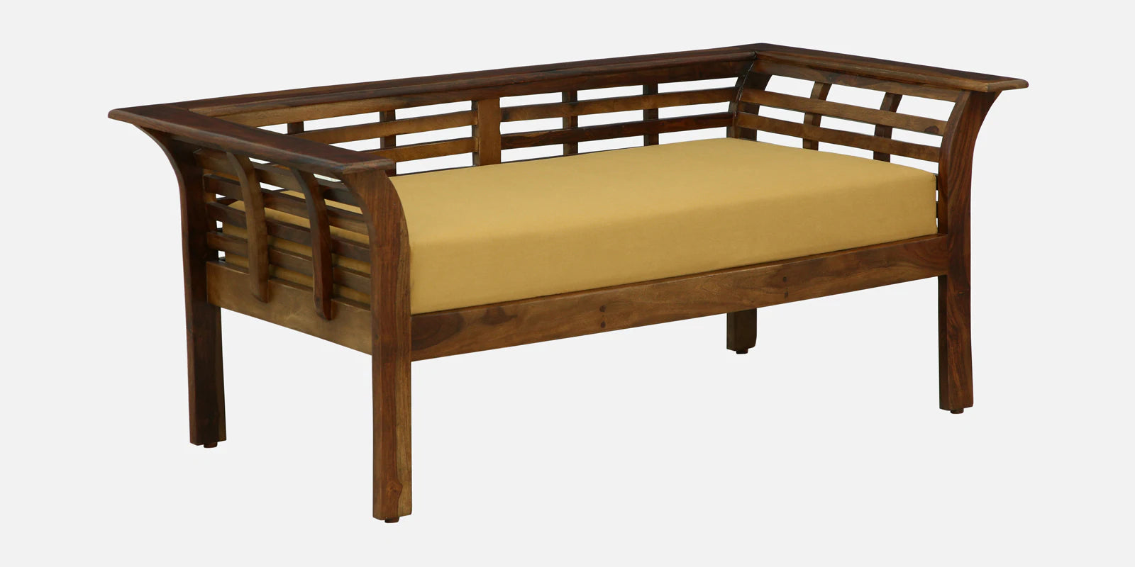 Jota Sheesham Wood 2 Seater Sofa In Mustard Colour